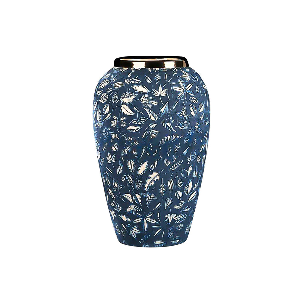 Blue Medium Ceramic Flower Vase Elegant Living Room Home Decor
