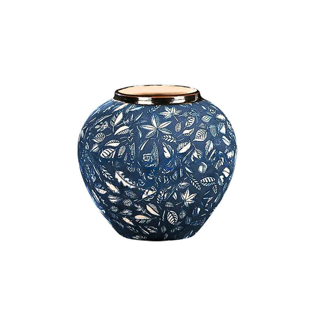 Blue Small Ceramic Flower Vase Elegant Living Room Home Decor