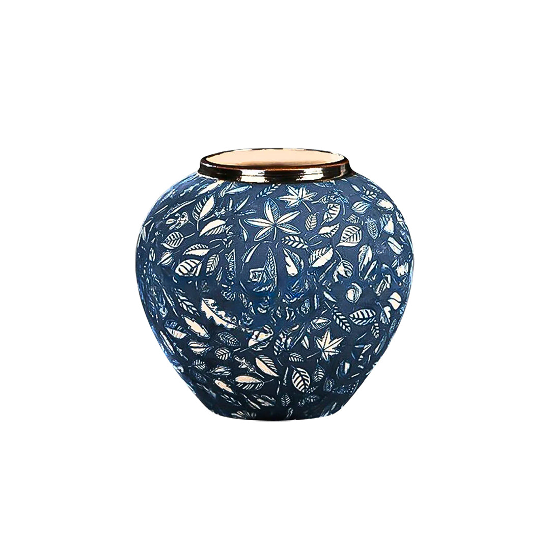 Blue Small Ceramic Flower Vase Elegant Living Room Home Decor