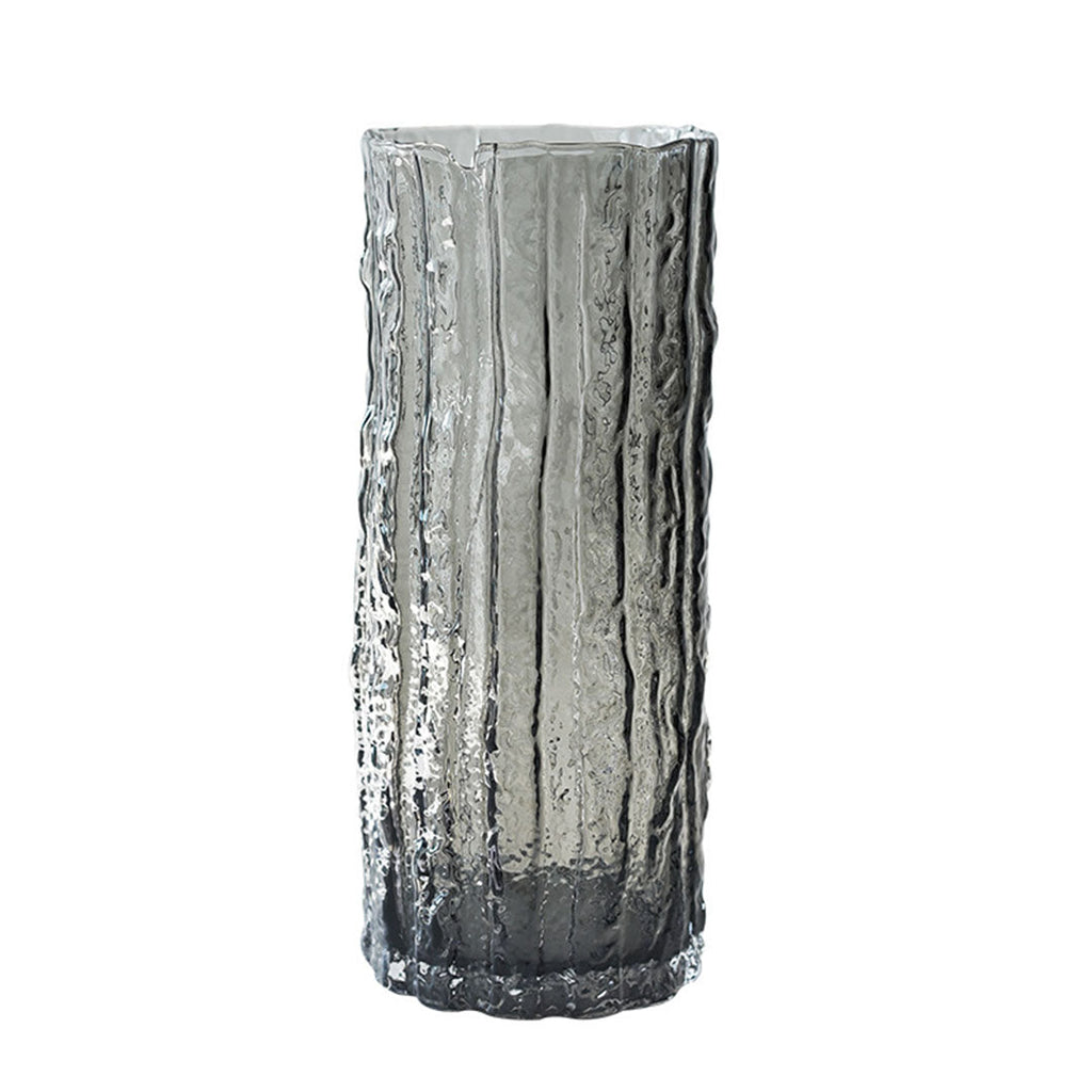 Handcrafted Grey Glass Vase, Classic Design for Home Decor