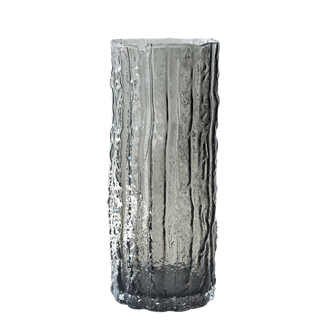 Handcrafted Grey Glass Vase, Classic Design for Home Decor