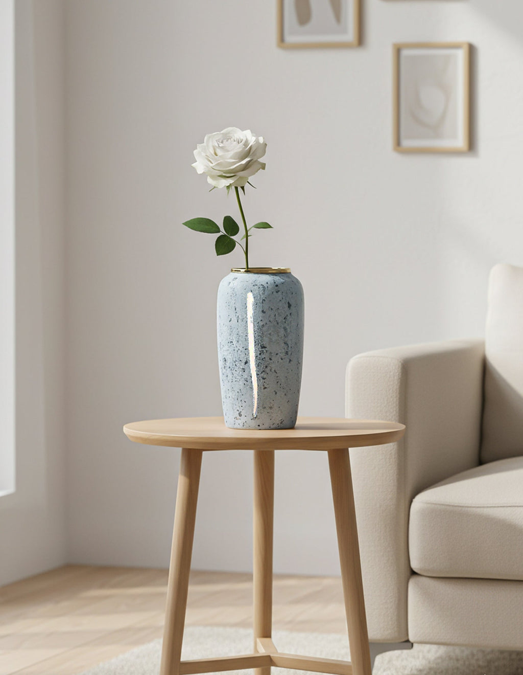 Grey Large Ceramic Flower Vase Elegant Living Room Home Decor