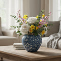 Blue Small Ceramic Flower Vase Elegant Living Room Home Decor