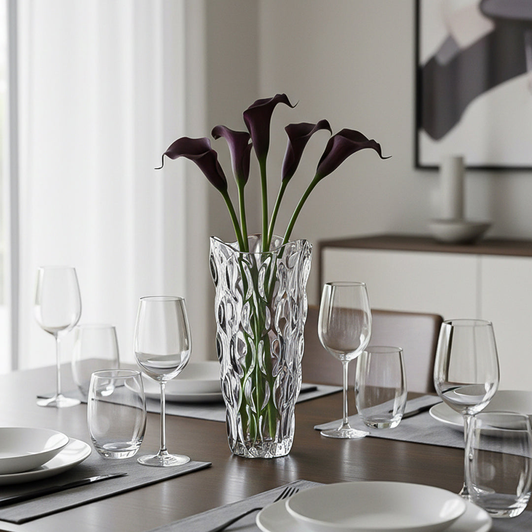 30cm Glass Grey Vase Crystal VASE Thick Modern, Home Decor