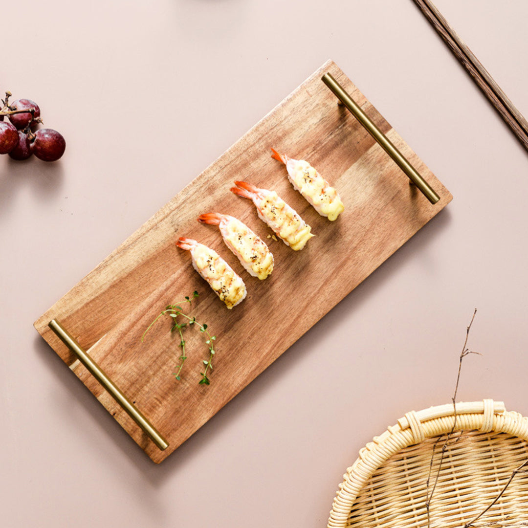 NNEAGS 39cm Brown  Rectangle Wooden Acacia Food Serving Tray Charcuterie Board Home Decor