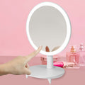 Round White Rechargeable LED Light Makeup Mirror Tabletop Vanity Home Decor