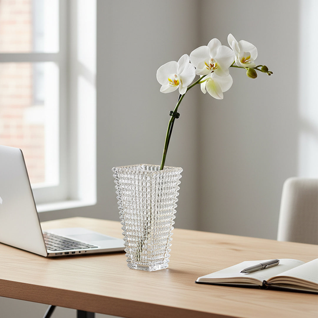 Handcrafted Clear Glass Vase Classic Design for Home Decor