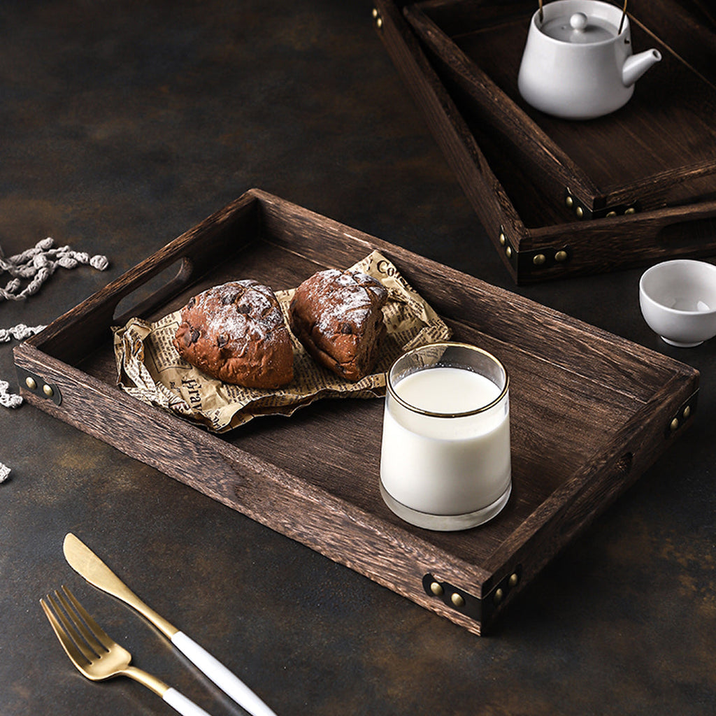Large Walnut Rectangle Serving Tray Home Decor