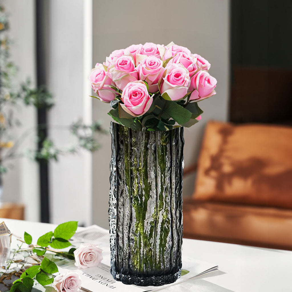 Handcrafted Grey Glass Vase, Classic Design for Home Decor