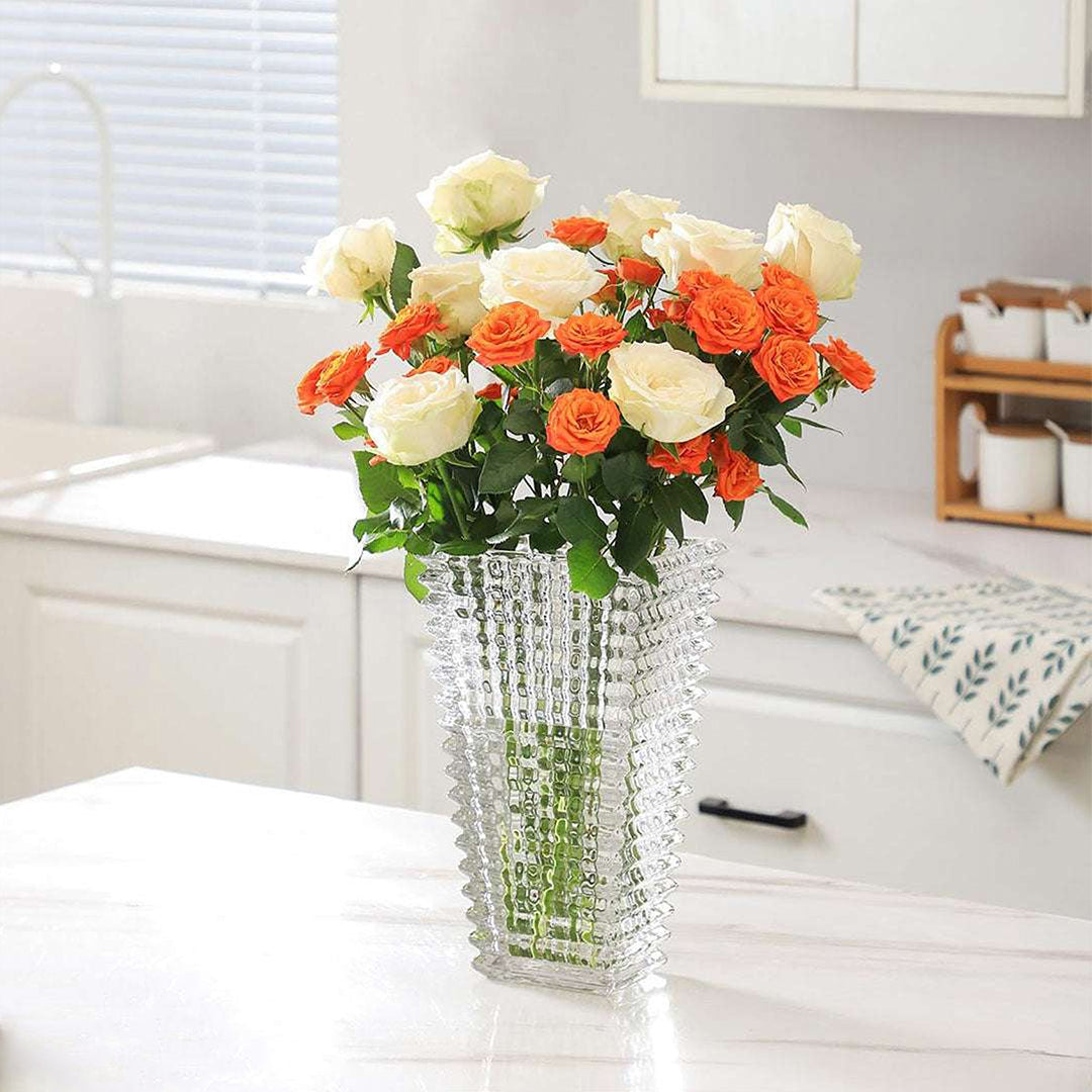 Handcrafted Clear Glass Vase Classic Design for Home Decor