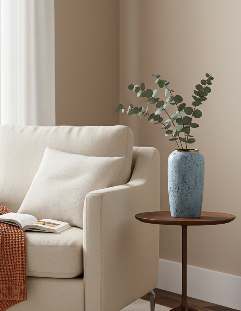 Grey Large Ceramic Flower Vase Elegant Living Room Home Decor