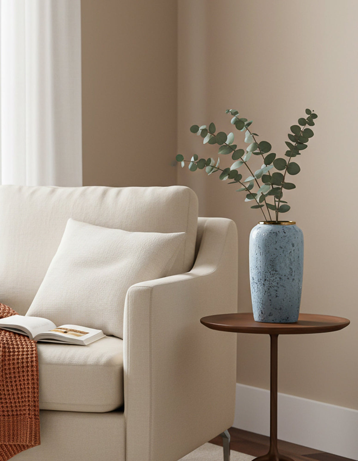 Grey Large Ceramic Flower Vase Elegant Living Room Home Decor