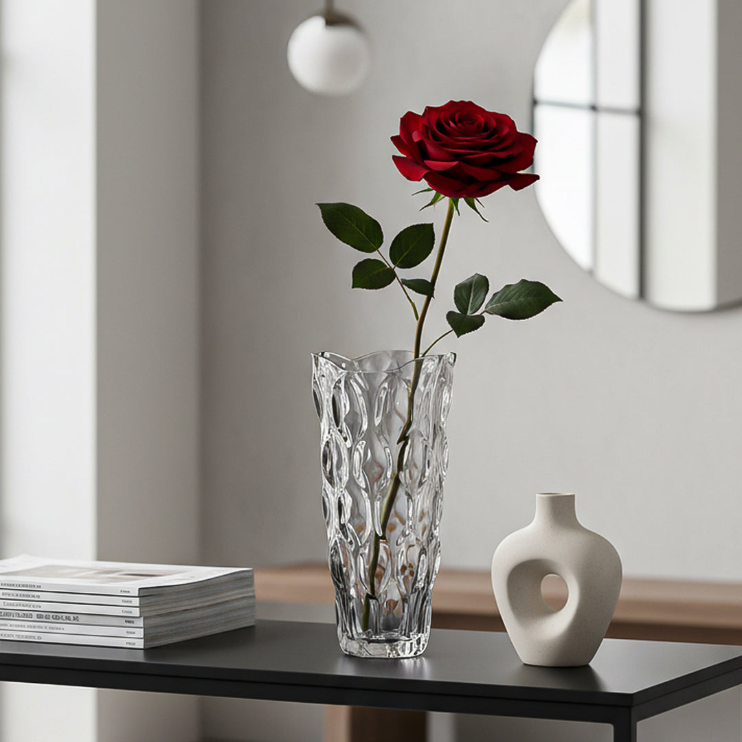 30cm Glass Grey Vase Crystal VASE Thick Modern, Home Decor
