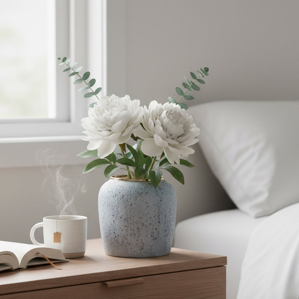 Grey Small Ceramic Flower Vase Elegant Living Room Home Decor