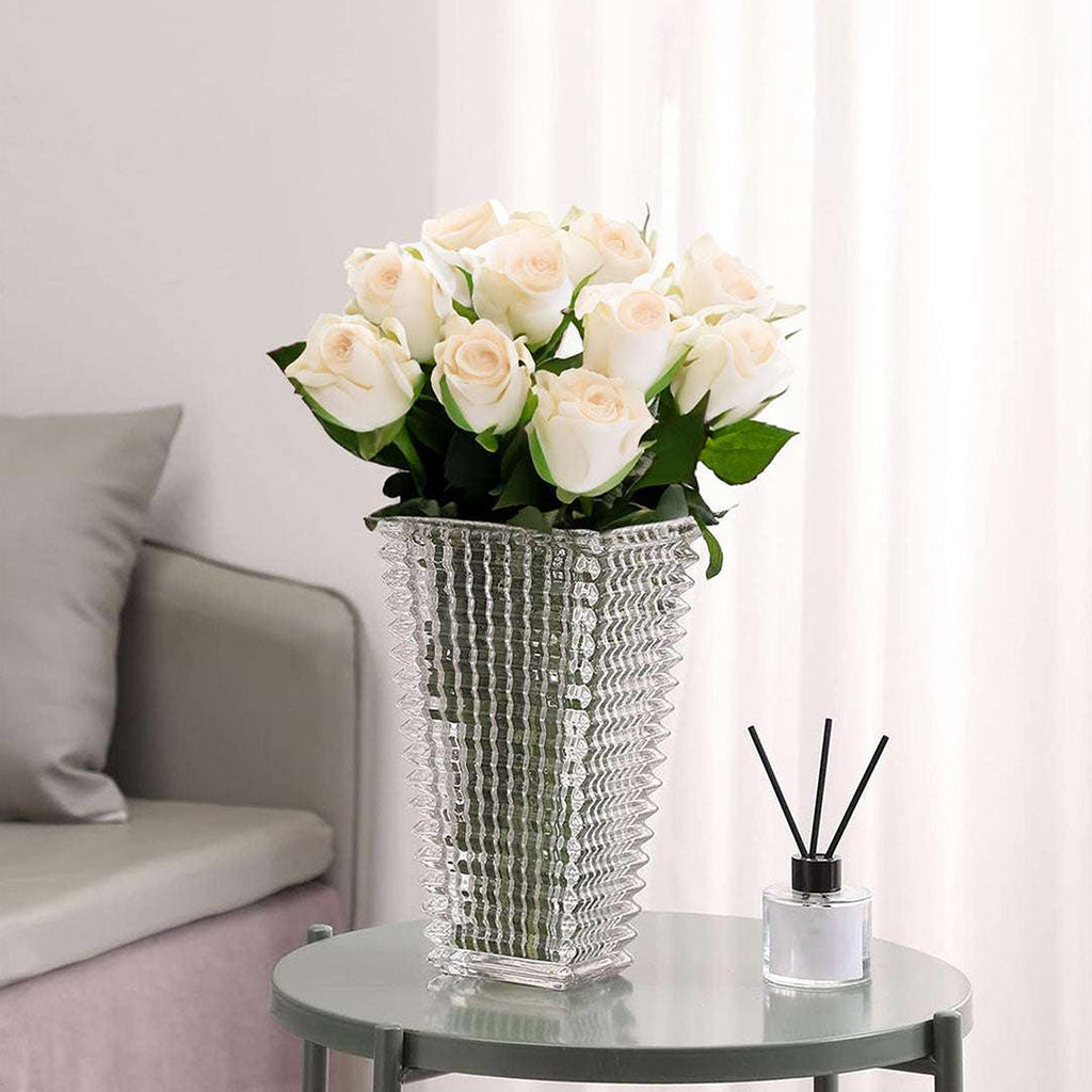 Handcrafted Clear Glass Vase Classic Design for Home Decor
