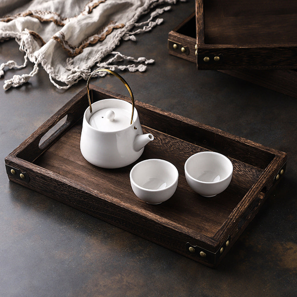 Large Walnut Rectangle Serving Tray Home Decor