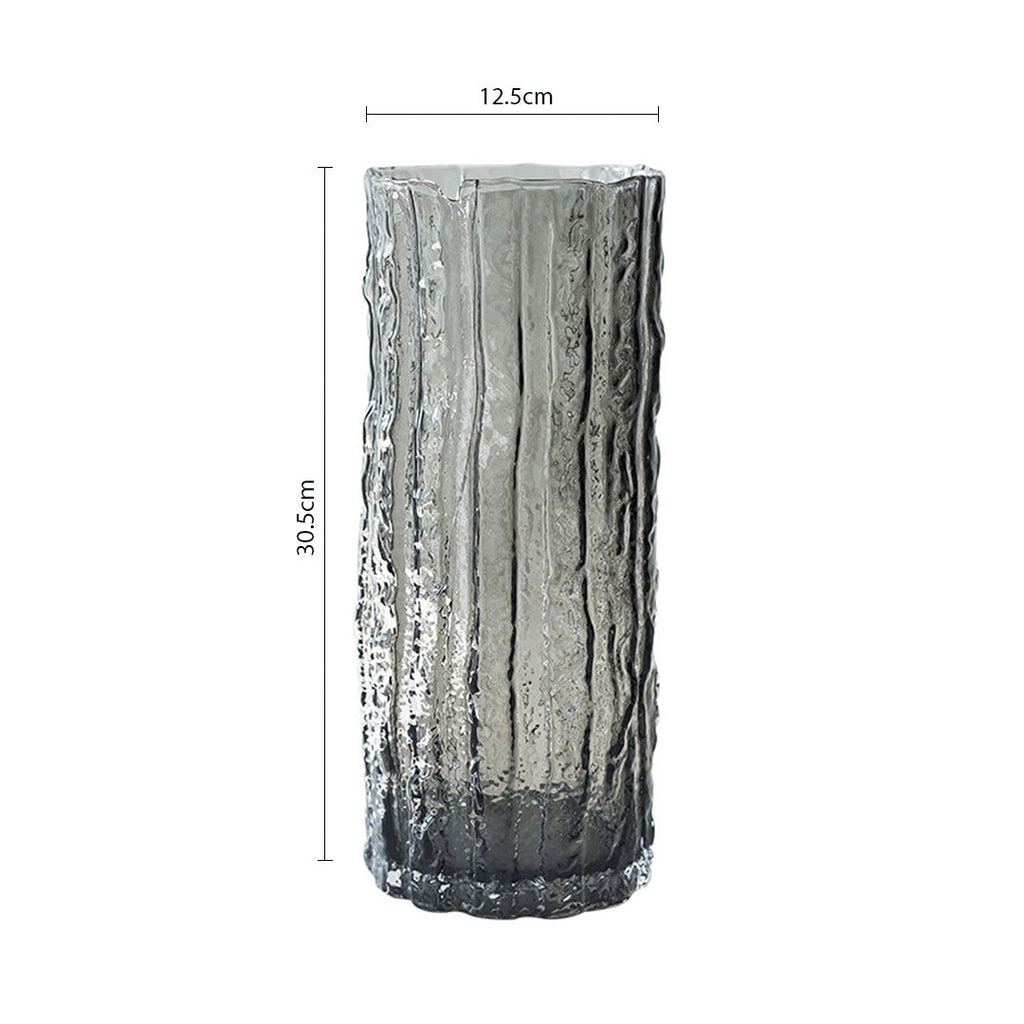 Handcrafted Grey Glass Vase, Classic Design for Home Decor