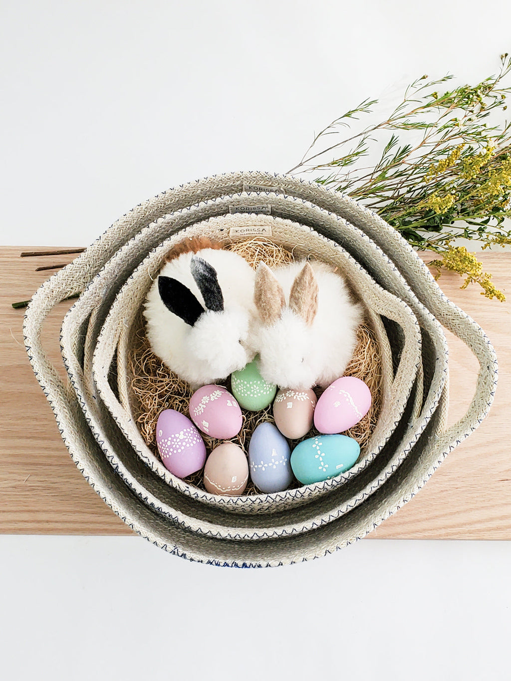 Amari Handwoven Jute Fruit Bowl | Black Stitch | Made in Bangladesh | Korissa