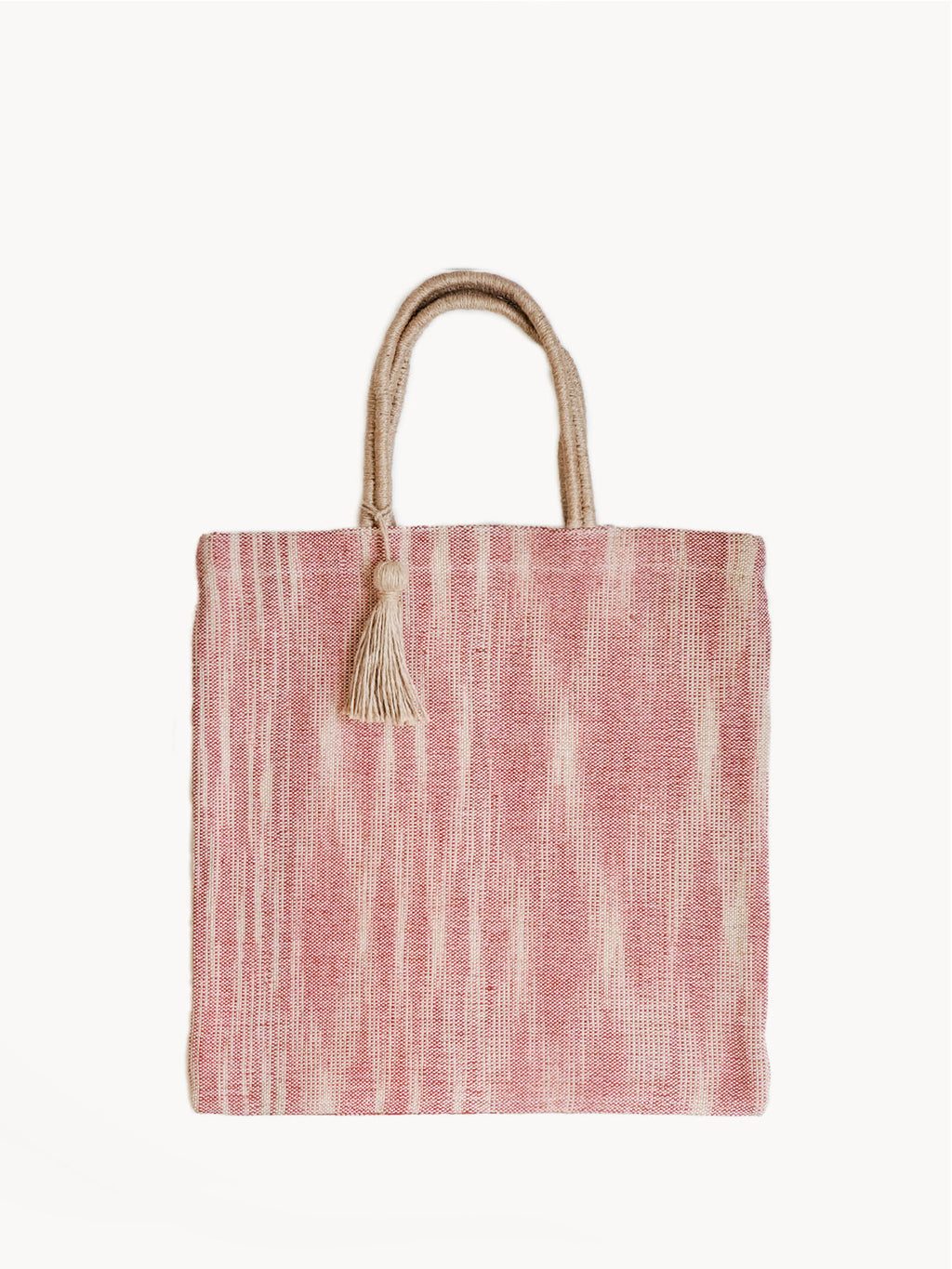 Hand-Loomed Jute Tote Bag - Red