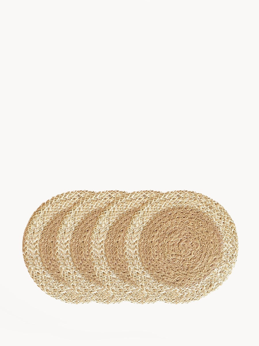 Agora Coaster & Trivet | Set of 4 | 100% Handmade Jute | 6" Round | Fair Trade | Bangladesh | KORISSA
