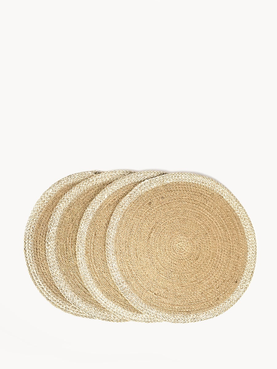 Agora Round Jute Placemat | Set of 4 | 100% Natural Jute | Handmade in Bangladesh | Korissa