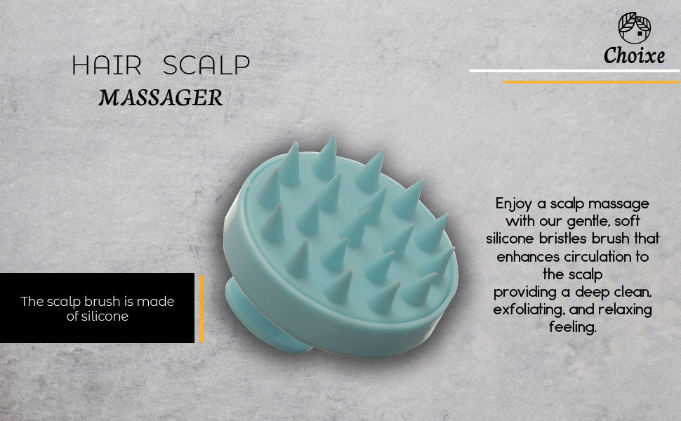 Ergonomic Hair Scalp Massager | Soft Silicone Bristles | Stimulates Hair Growth & Circulation | All Hair Types | Travel Size | Choixe