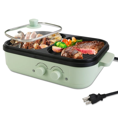 1Pc Electric Hot Pot With Grill 2-in-1 Hot Pot And Frying Pan Portable