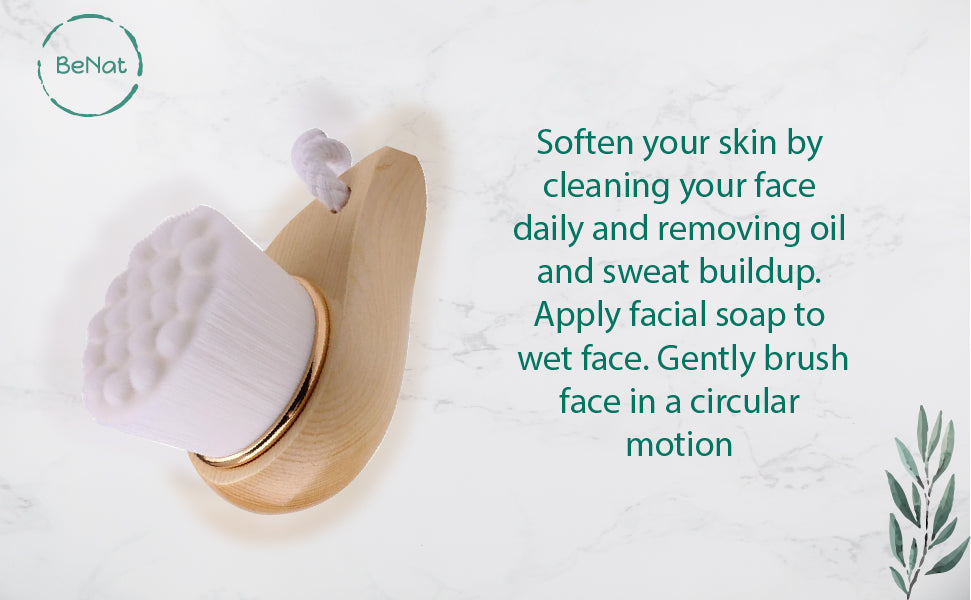 Bamboo Facial Brush | Superfine Bristles | Gentle Exfoliation for All Skin Types | Eco-Friendly & Non-Electric | BeNat