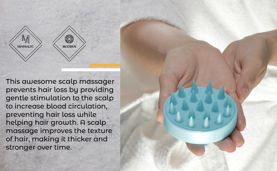 Ergonomic Hair Scalp Massager | Soft Silicone Bristles | Stimulates Hair Growth & Circulation | All Hair Types | Travel Size | Choixe