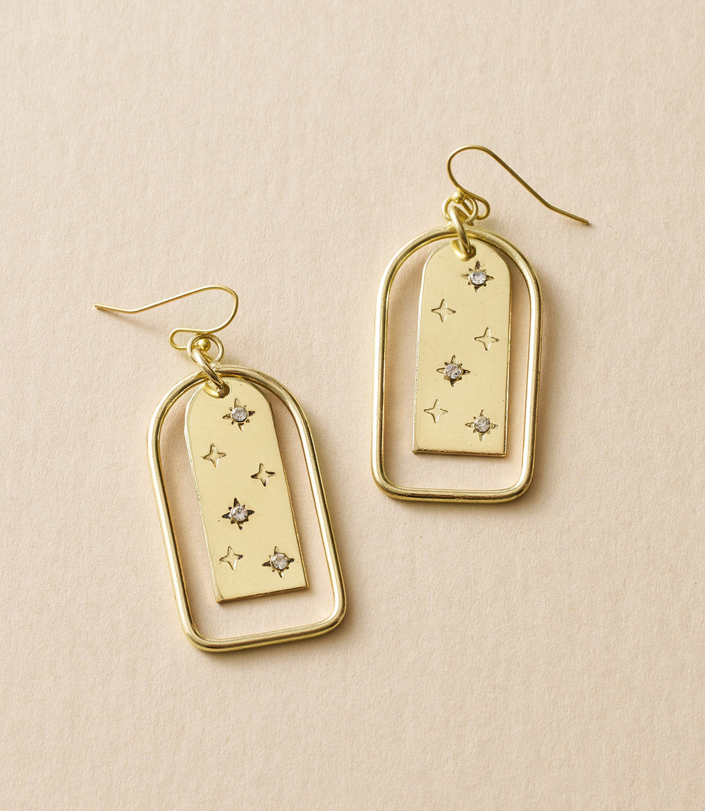 Archway Earrings | Cubic Zirconia | Gold Tone | Ethically Handmade