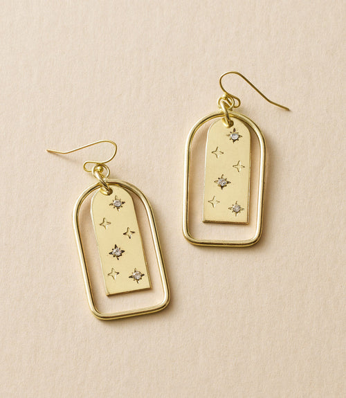 Archway Earrings | Cubic Zirconia | Gold Tone | Ethically Handmade