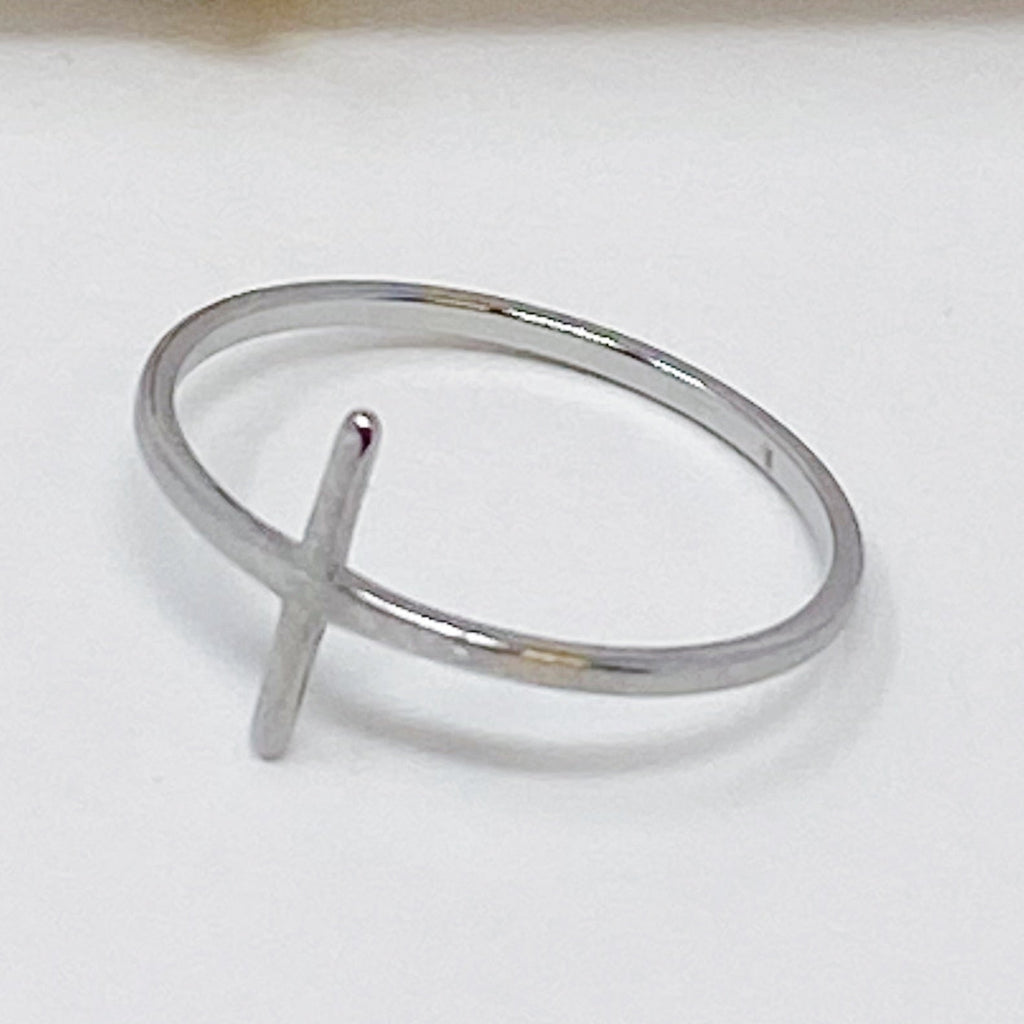 Side Cross Ring | 18K Gold Plated & Silver Stainless Steel