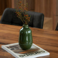 Stoneware Vase | Handmade in Tunisia | Toxic-Free | Glossy Green, White & Black