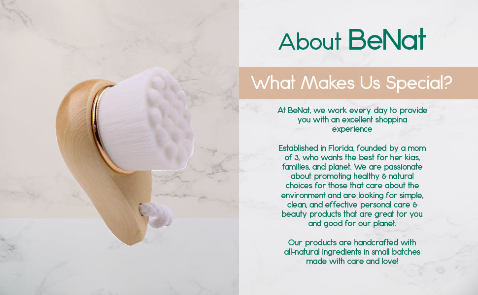 Bamboo Facial Brush | Superfine Bristles | Gentle Exfoliation for All Skin Types | Eco-Friendly & Non-Electric | BeNat