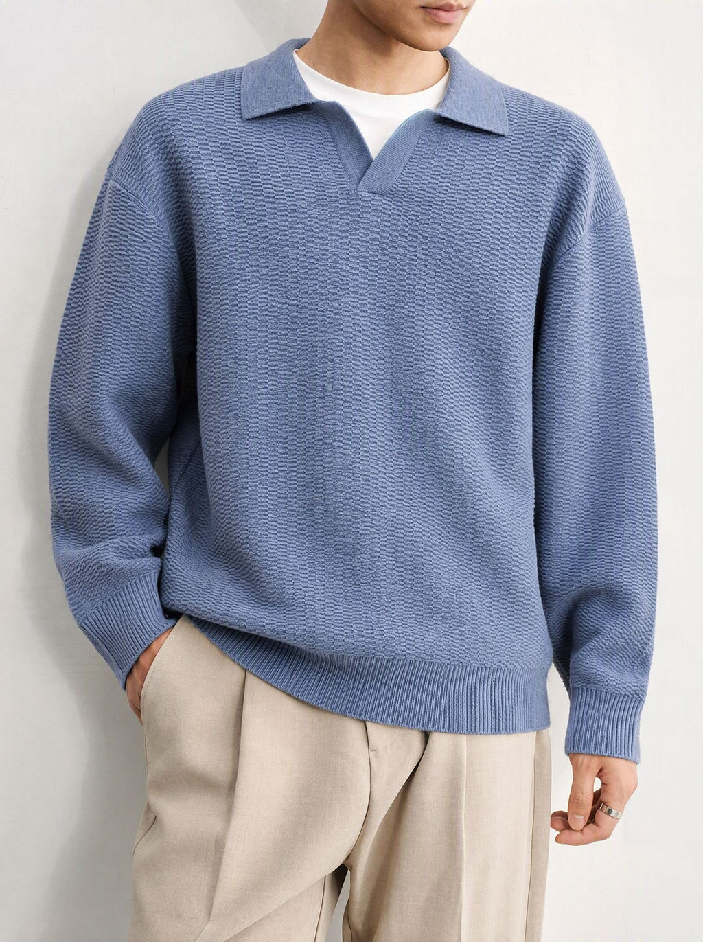 Collar long sleeved sweater