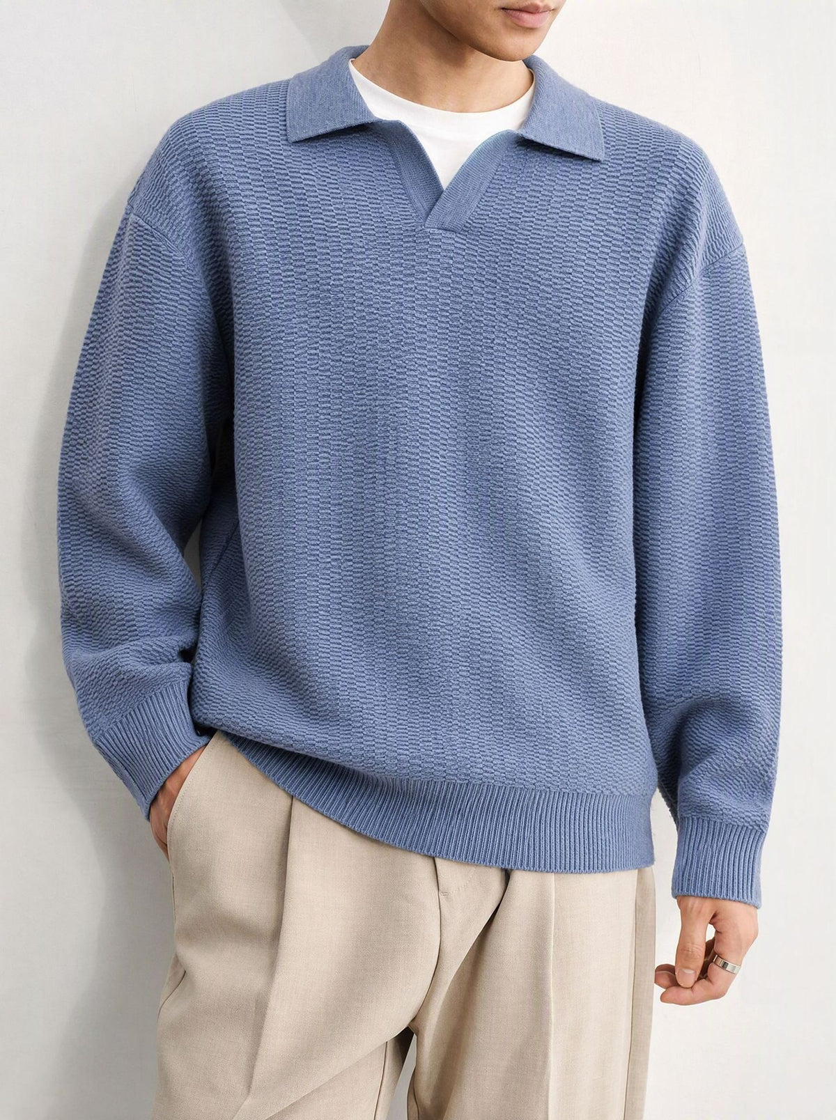 Collar long sleeved sweater