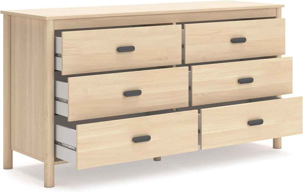 Light Brown Six Drawer Dresser For Bedroom Storage