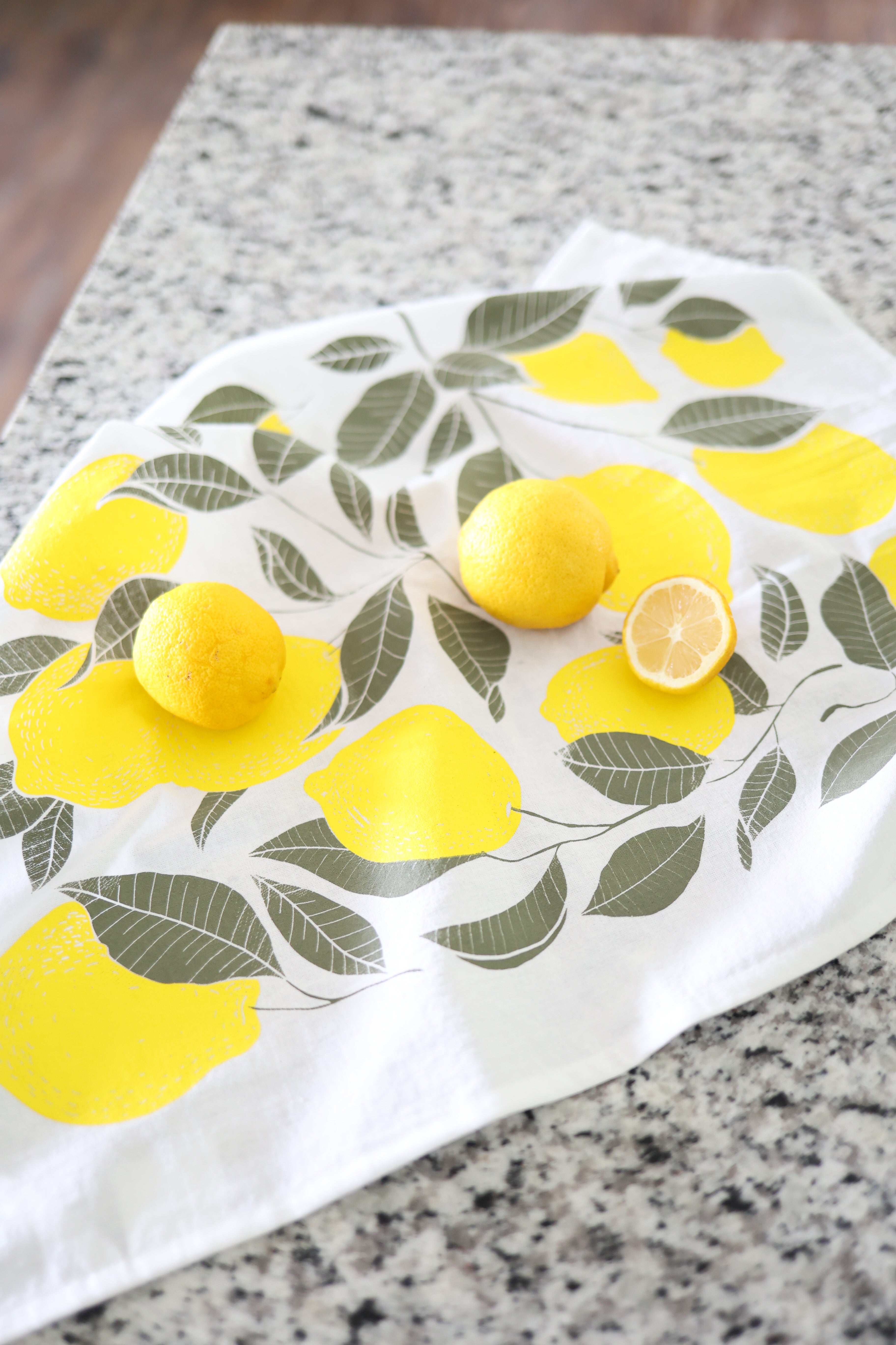 Lemon Tea Towel | Watercolor Art | 100% Cotton | Hanging Loop | Made in USA | Fair-Trade | Highland Ridge Decor