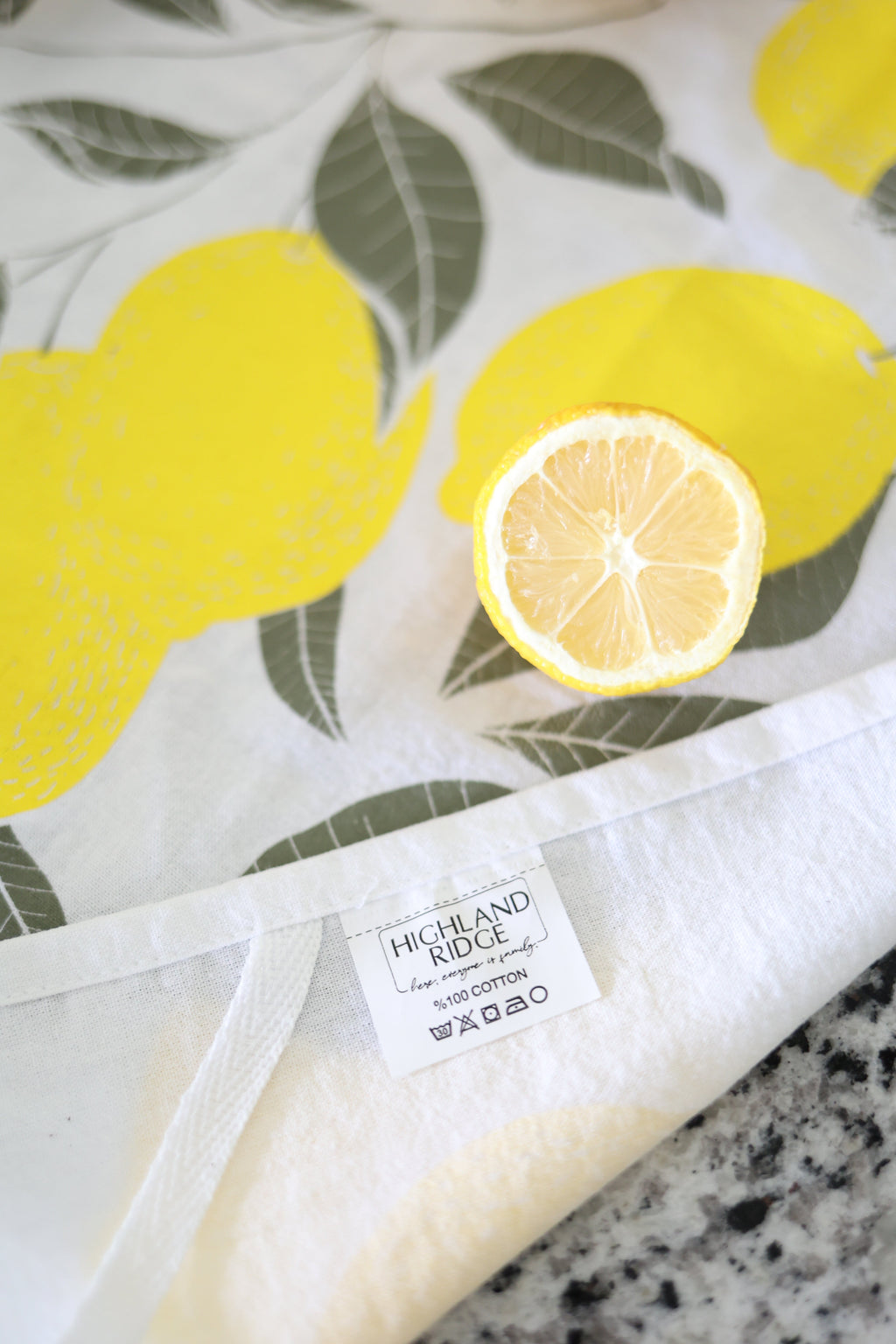 Lemon Tea Towel | Watercolor Art | 100% Cotton | Hanging Loop | Made in USA | Fair-Trade | Highland Ridge Decor