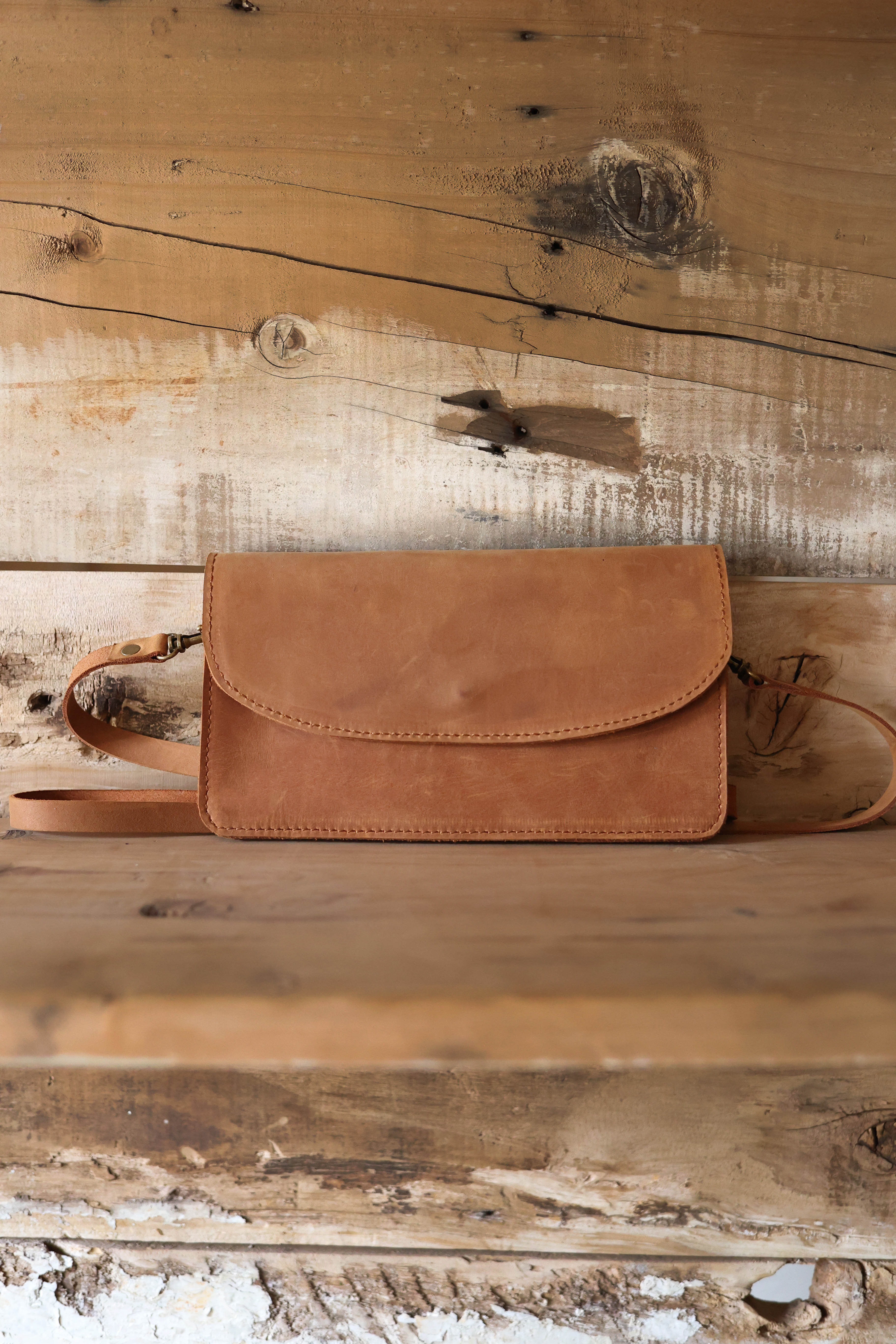 Safari Leather Crossbody Wallet