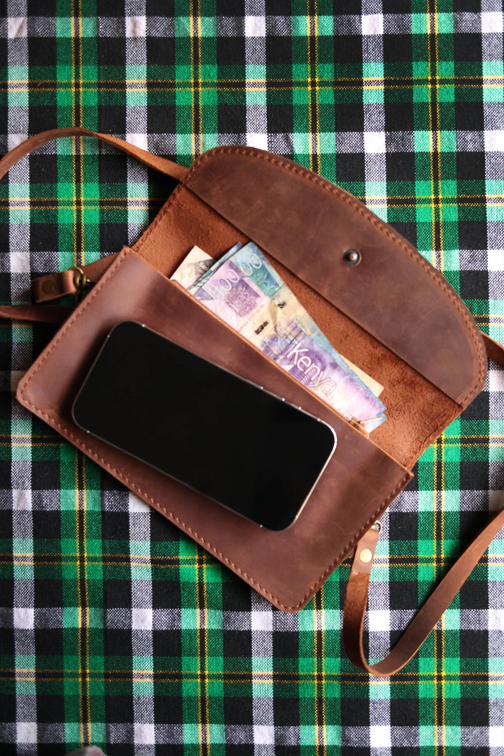 Safari Leather Crossbody Wallet