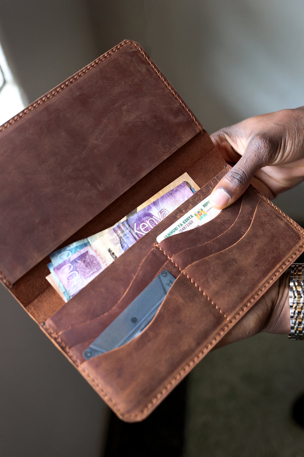 Safari Leather Crossbody Wallet
