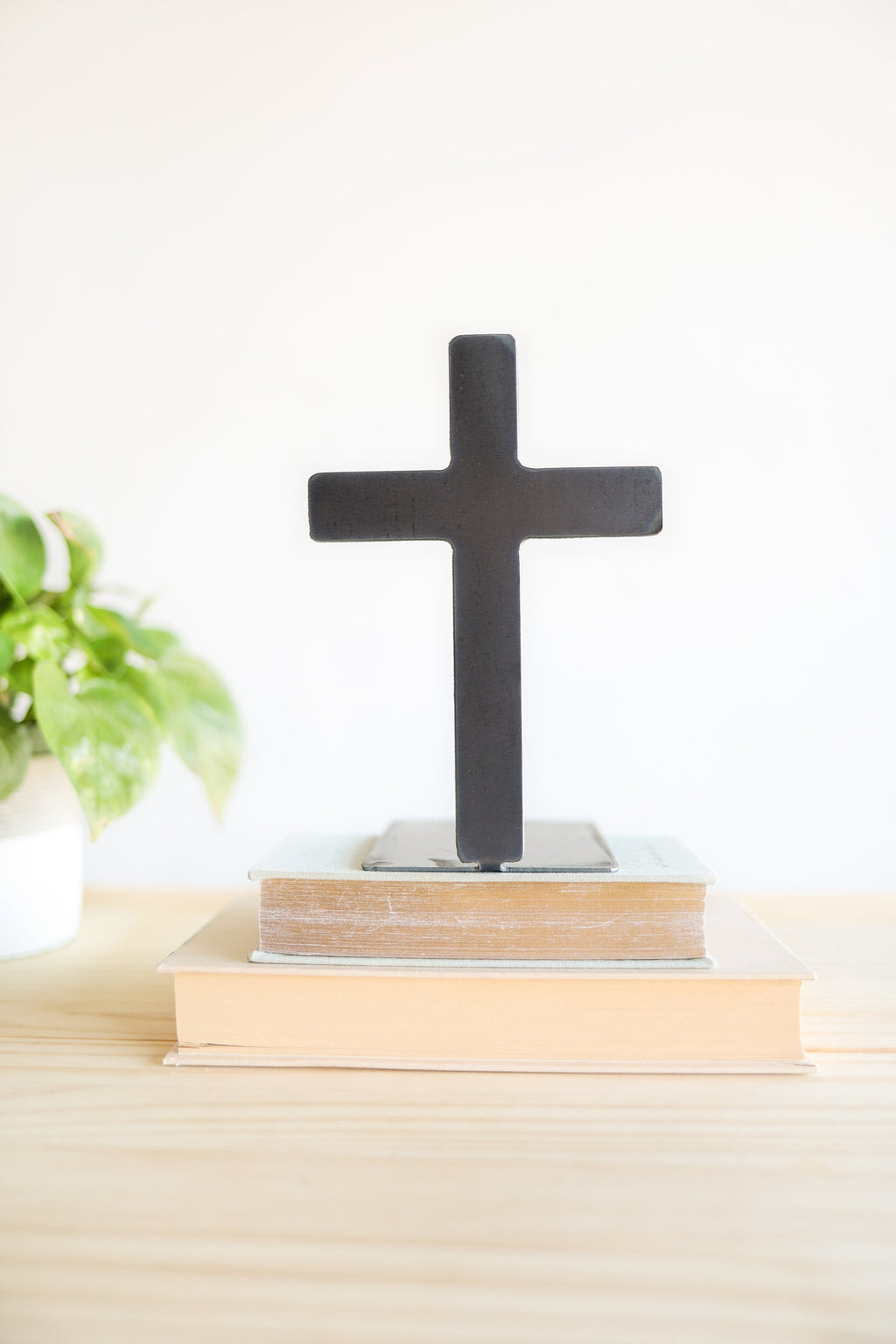 Cross Bookend | Plasma-Cut Steel | Modern Faith Decor | Handmade in Tennessee | Highland Ridge Decor