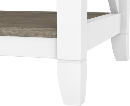 Bush Key West 66" Tall 5-Shelf Bookcase | Shiplap Gray & White | Coastal Farmhouse