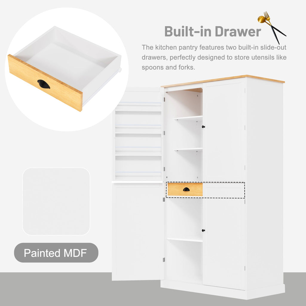 Large Kitchen Pantry Storage Cabinet | 71" Tall | MDF | White, Gray or Blue