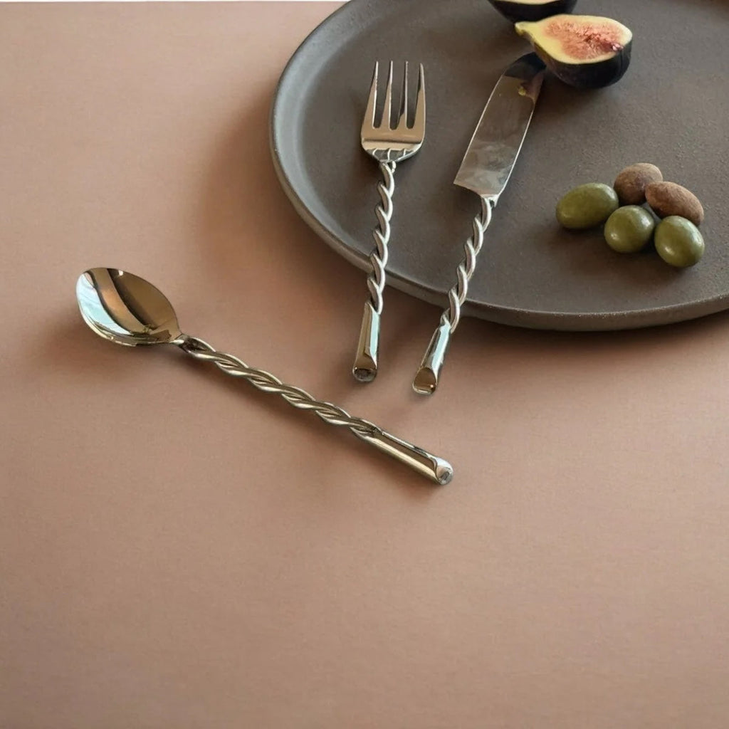 Ava Silver Flatware Set of 20 | Handcrafted Stainless Steel | Service for 4 | Powered by People