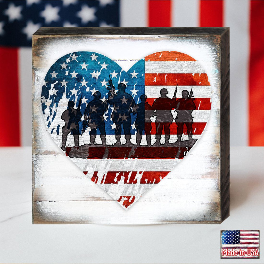 USA Military Heart Patriotic Wooden Decor - American Patriotic Decor - 8187130B