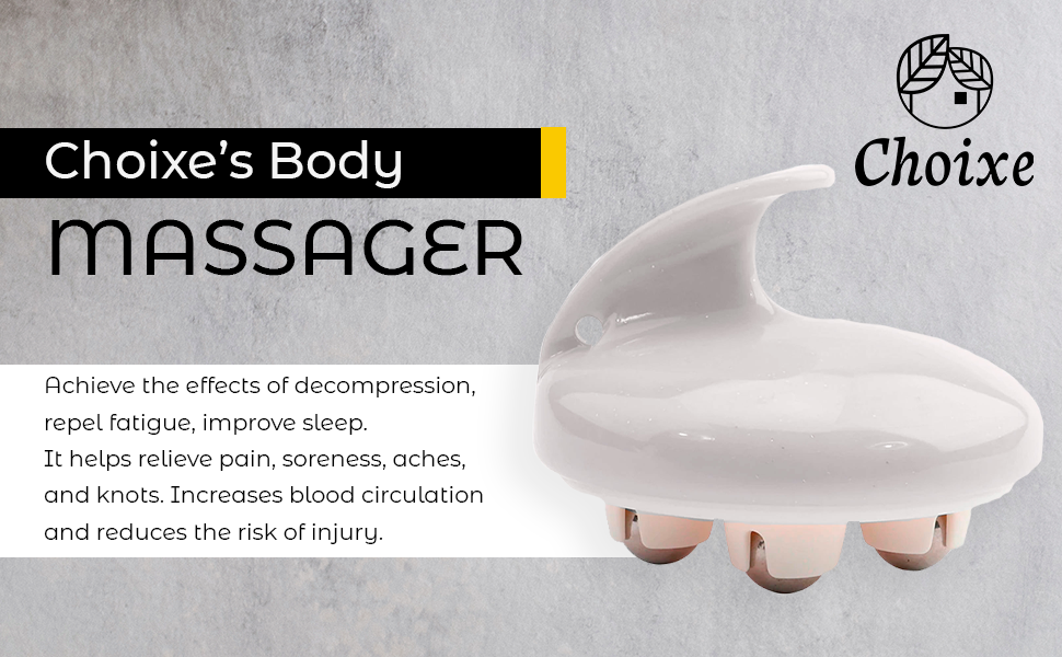 Rolling Body Massager | Stainless Steel Rollers | Deep Tissue | Ergonomic | Shower-Safe | Portable | Choixe