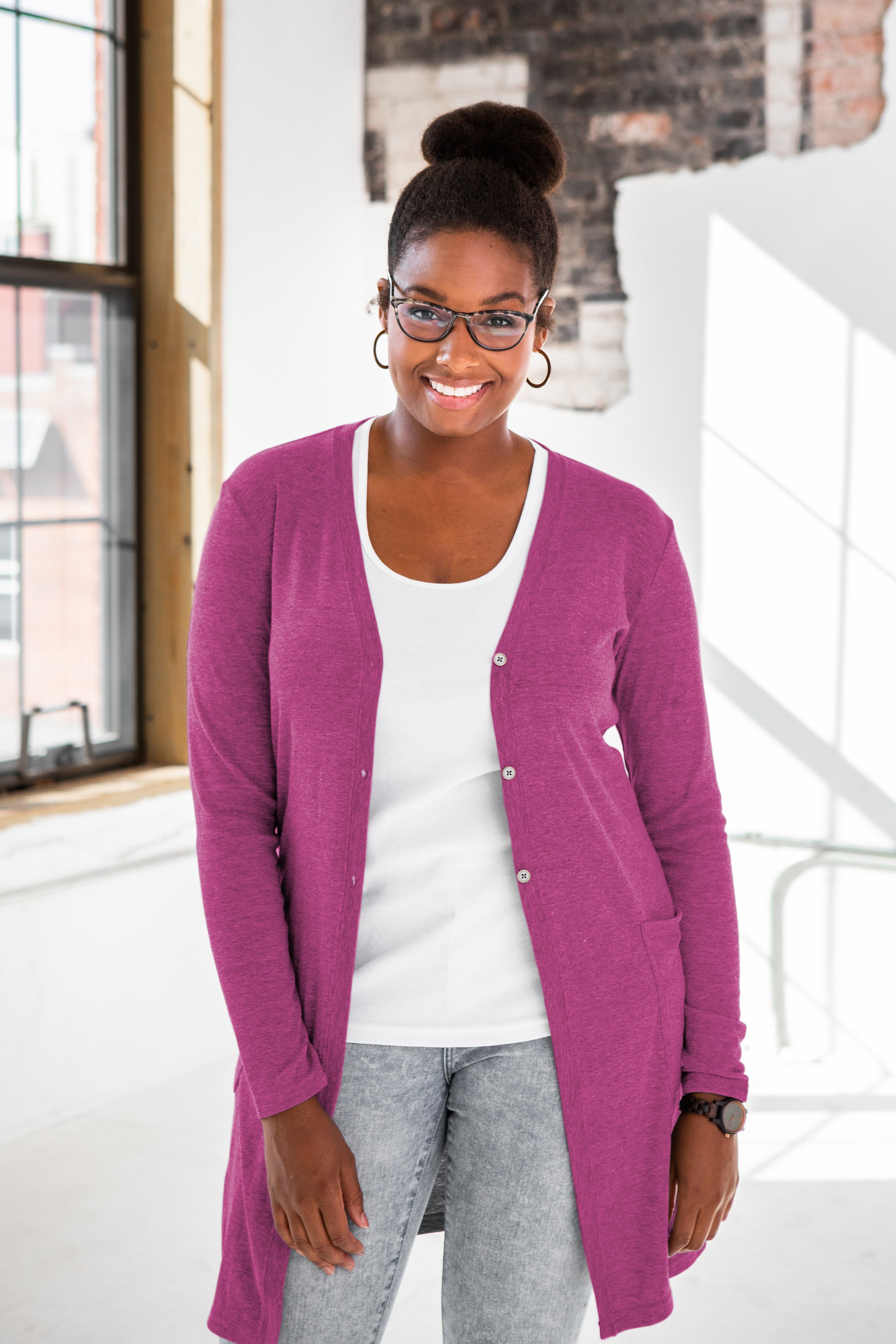 Ladies Eco-Triblend Rib Cardigan | Recycled Fabric | Made in Haiti | Fair Wage | 10 Colors | SM–2X | GOEX Apparel