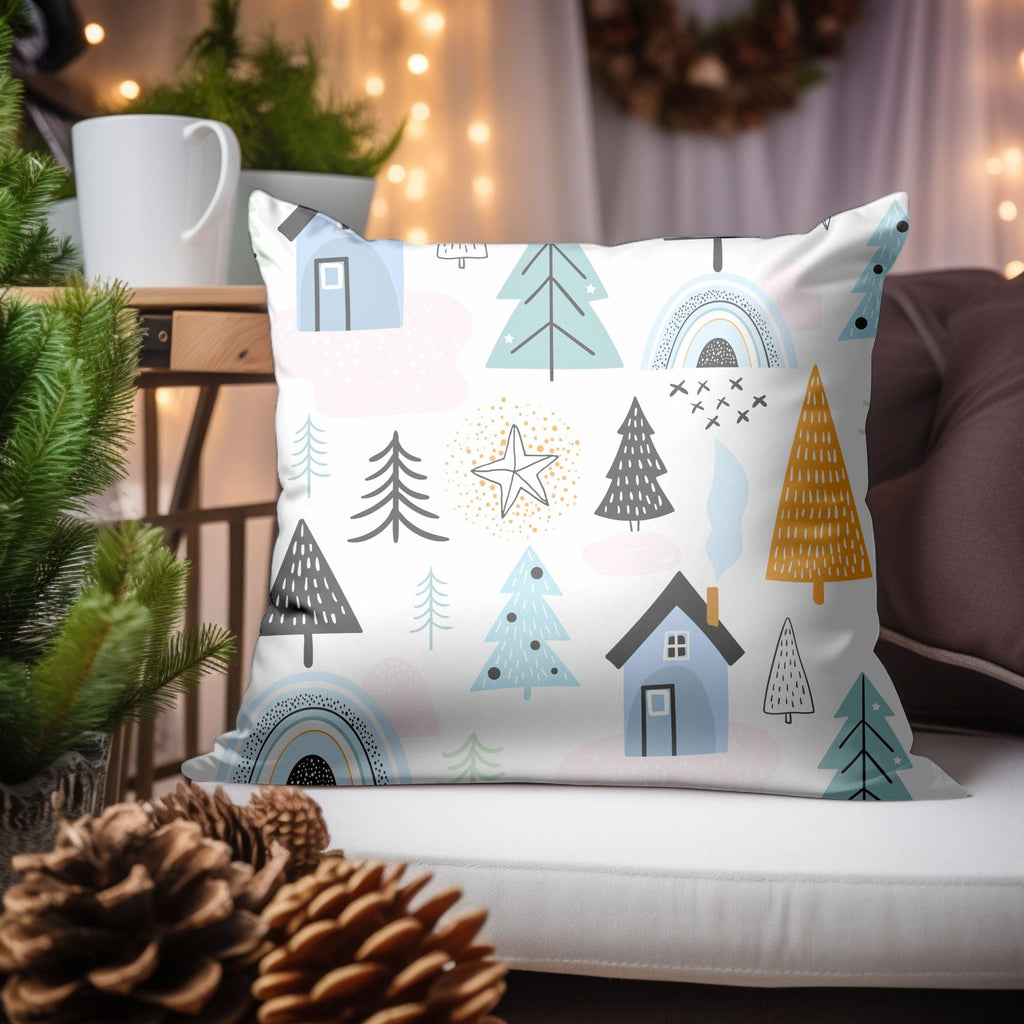 Cozy Cabin Christmas Throw Pillow — Indoor & Outdoor Holiday Decor